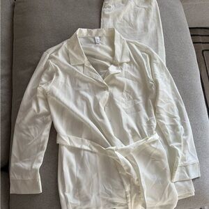 White Button-Up Pajama Set